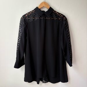 Anne Fontaine Black Lace Detail Blouse